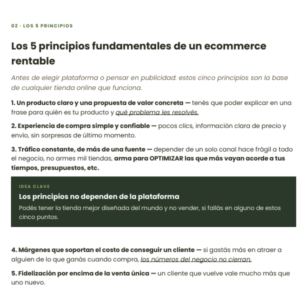 Guía Creá tu ecommerce — vista previa del contenido