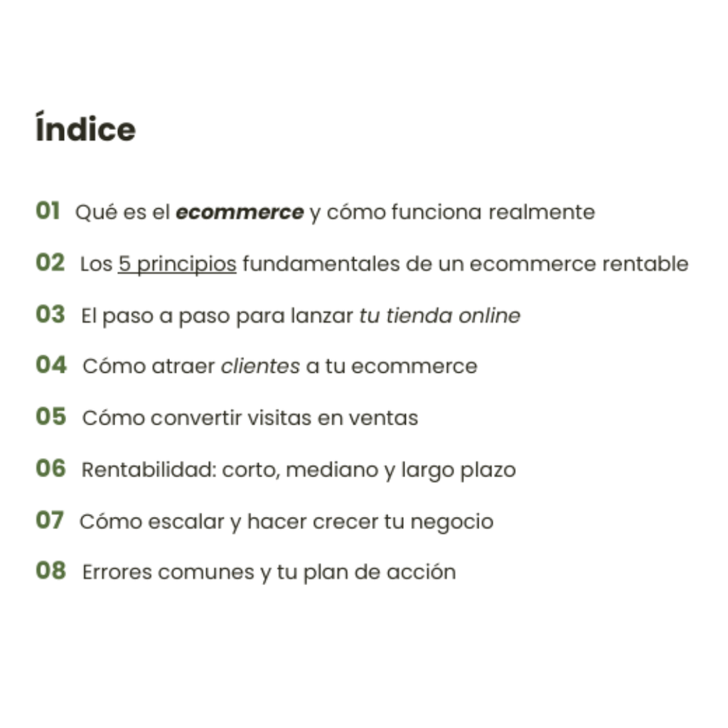 Guía Creá tu ecommerce — vista previa del contenido