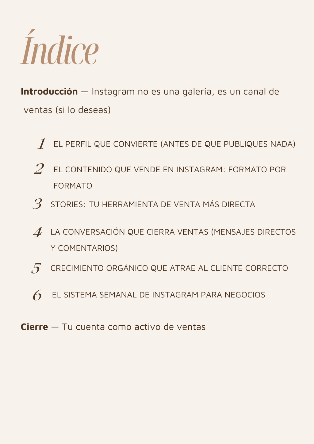 Guía Instagram para vender — vista previa del contenido